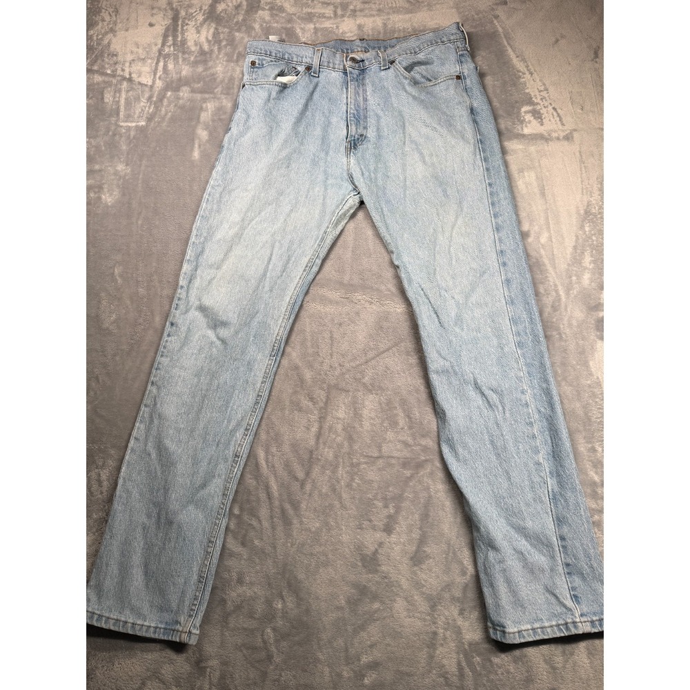 Levi's 505 Regular Fit Jeans Mens 36x32 Blue Denim Cotton Stretch Straight Leg